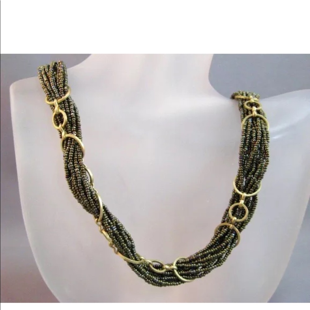Multi strands bronze color beads necklace